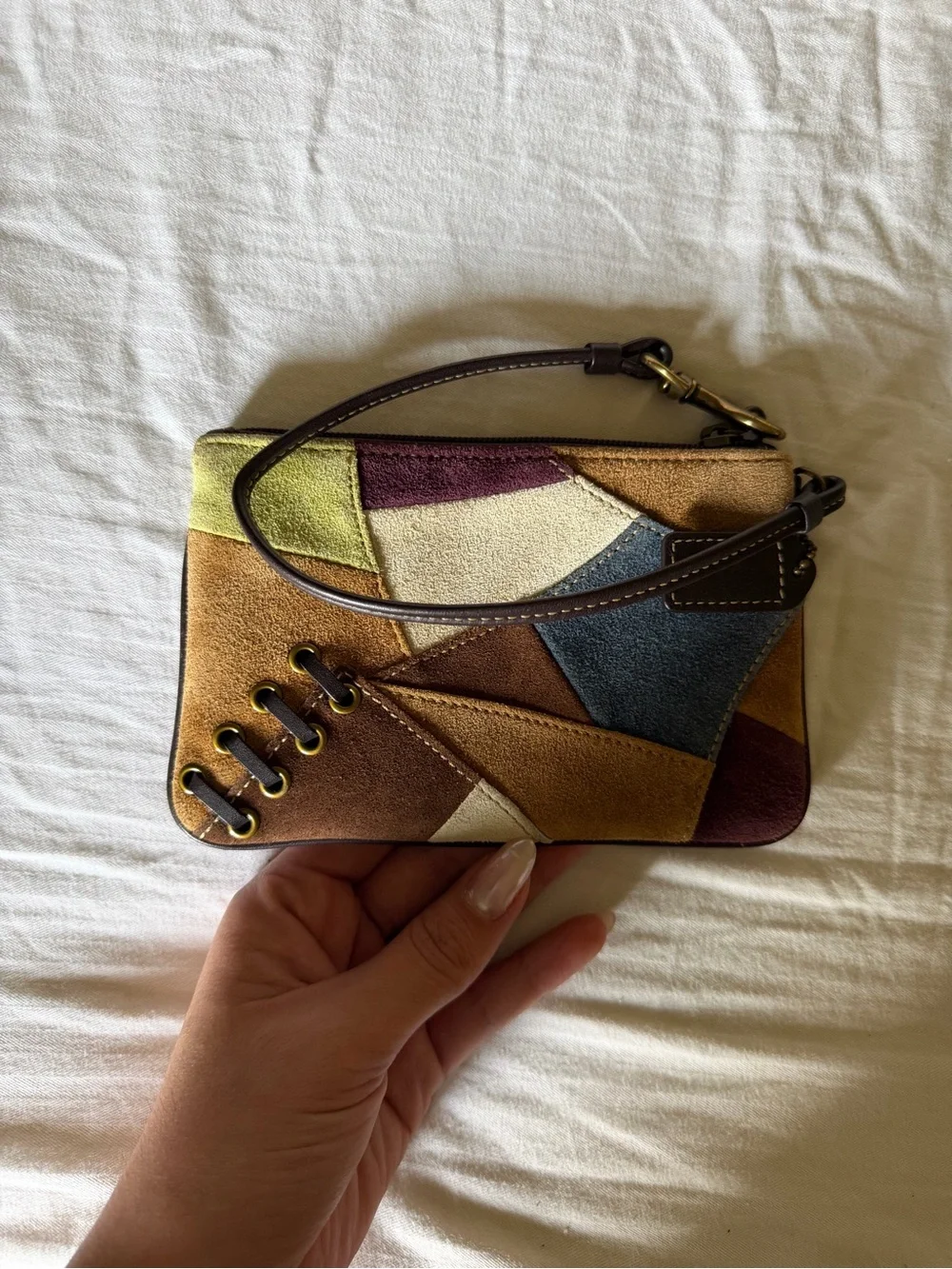 Coach Patchwork Suede Wristlet - Multicolor
